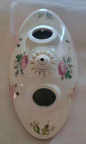 Antique Art Deco Flush Mount Ceiling Light Fixture W/Original Porcelain Finial Cover