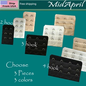 3 Stück BH-Verlängerer 2 3 4 Haken schwarz weiß beige Verlängerung US-Verkäufer - Bild 1 von 4