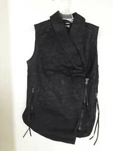 H&M Divided  Size 6 Black Imitation Leather moto  Vest  - Picture 1 of 3
