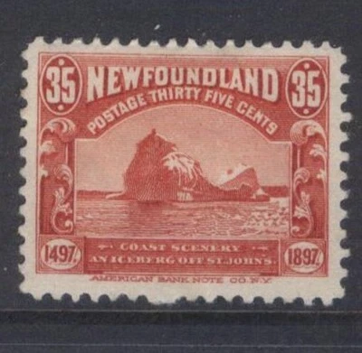 NEWFOUNDLAND 73 35c RED 1897 CABOT ISSUE ICEBURG OFF ST JOHNS MPH (#11) CV$160 - Image 1 of 2