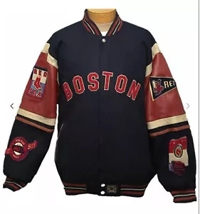 Nuova giacca reversibile Boston Red Sox World Series JH Designs lana/pelle - 4XL - Foto 1 di 7