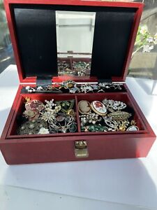 Job Lot of Vintage Jewellery &bits Harvest, Spares Repairs In Jewellery Box
