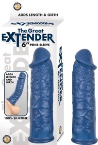  The Greatest Extender Penis Sleeve Silicone Realistic Waterproof Blue 6 Inch  - Picture 1 of 1