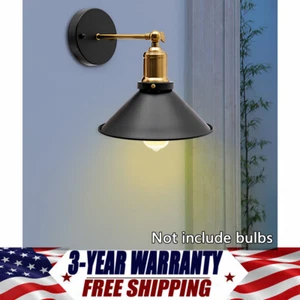 Vintage Wall Industrial Sconce Lamp Plug In Fixture Bedroom Swing Arm Wall Light - Picture 1 of 14