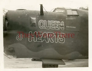 WWII photo- B 24 Liberator Bomber plane Nose Art w/ KILLS - QUEEN OF HEARTS* - Picture 1 of 2