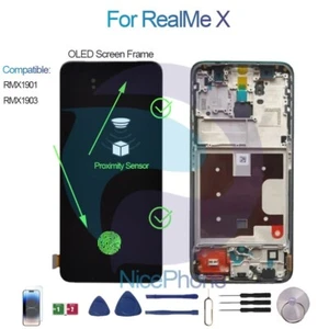 Do Realme X RMX1901/03 Wyświetlacz LCD Ekran dotykowy Digitizer + Odcisk palca + Ramka - Zdjęcie 1 z 7