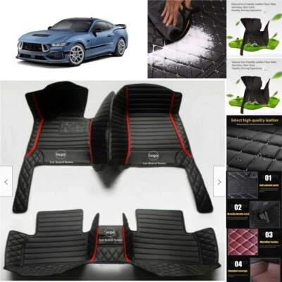 For Ford Mustang Car Floor Mats Luxury Custom Waterproof Carpets Cargo Liners - Imagem 1 de 4