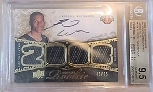 2008-09 UD Premier Russell Westbrook Rookie Quad Jersey Auto #45/75 BGS 9.5 !!! - Picture 1 of 10