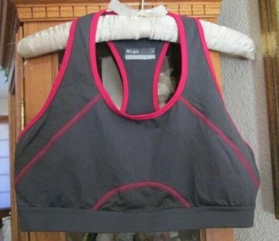 LIJA ACTIVEWEAR SPORTS TOP BRA SZ. L DARK GRAY RACERBACK NWOT NICE EXCELLENT - Image 1 of 4