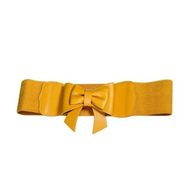 Elastic Waist Vegan Leather Bow Belt - By Banned Apparel - Image 1 of 4