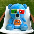 Peek-A-Boo Toys 9.5" Blue Bear with 3D Glasses &Orange Pacman Ghost Clyde Retro