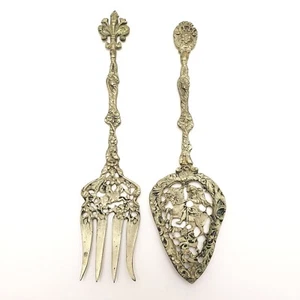 Ugo Bellini Italy Brass Salad Servers Renaissance Horse Fork & Spoon - Picture 1 of 11