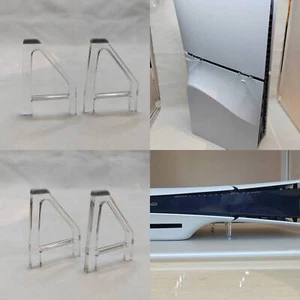 For PS5 Slim Console Horizontal Bracket Triangle Clear Holder w/ Anti-slip Pad - Picture 1 of 12