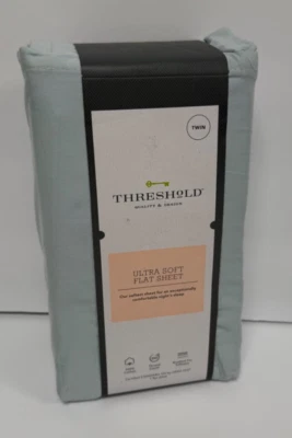 NIP Threshold Twin Ultra Soft 300 Thread Count Flat Sheet Light Blue by OEKO-TEX - Image 1 of 3