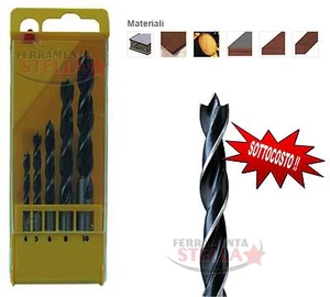 PZ 2 SET ASSORTIMENTO COMPLETO DI PUNTE LEGNO DA 4 A 10 MM x FORATURA COFANETTO - Foto 1 di 1