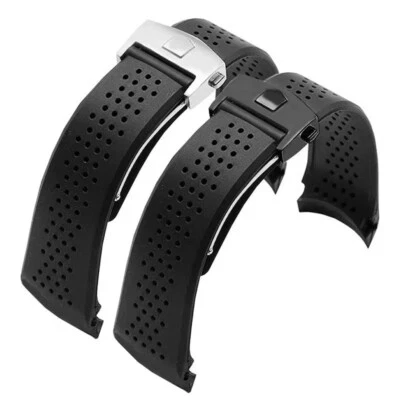 Cinturino orologio silicone per Tag Heuer Grand Carrera Aquaracer 22mm 24mm nero