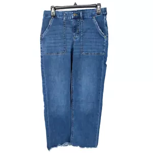Denim & Co. Easy Stretch Petite Straight Leg Cut Hem Jean Deep Indigo Size 10P - Picture 1 of 7
