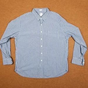 J Crew Blue Micro Check Men's Collared Button SS Shirt Size 2XL XXL Tailored Fit - Imagen 1 de 4
