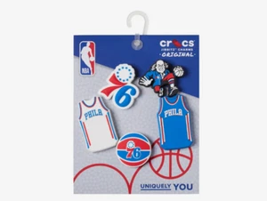 Philadelphia 76ers NBA Crocs Jibbitz Zapatos Dijes Original Paquete de 5 Nuevos - Imagen 1 de 3