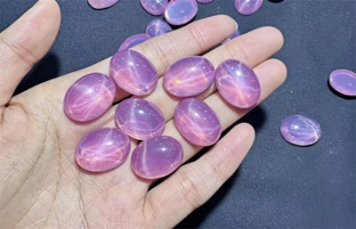 Oval Cabochon Pink Color Star Sapphire Lab-Created Top Quality AAAA+ Loose Gems - Image 1 of 4