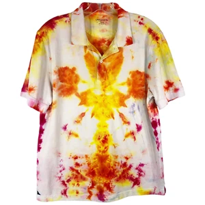 UnTuckIt Medium Poloshirt Handmade Batik Top Firestorm Orange Rot 1502 - Bild 1 von 10