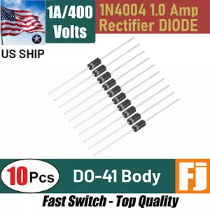 1N4004 Diode (10 Pcs) 1A 400V Rectifier Diode DO-41 Fast Switch IN4004 | US SHIP - Picture 1 of 4