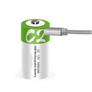 1.5V C2 Size 5000mWh USB Li-ion Rechargeable Battery USB Type C With Charger - Picture 1 of 4