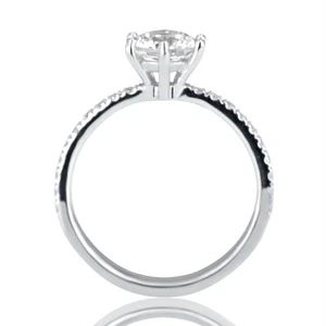 1 CT Diamond Engagement Ring Round Cut H/SI1 14K White Gold Size 6 - Picture 1 of 5