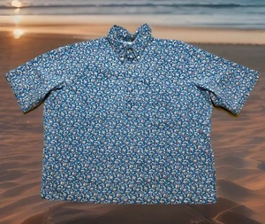 Reyn Spooner Hawaiian Shirt XL Floral Reversed Print Blue Button Down - Picture 1 of 6