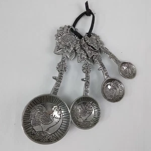 GANZ Measuring Spoons Set Rooster Sunflower Metal Farmhouse - Picture 1 of 8