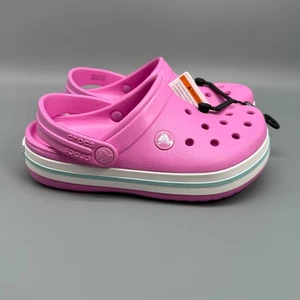 Crocs Crocband Kids J1 Taffy Pink Platform Comfort Clogs Rubber Classic NEW NWT - Foto 1 di 7