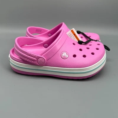 Crocs Crocband Kids J1 Taffy Pink Platform Comfort Clogs Rubber Classic NEW NWT - Image 1 of 4
