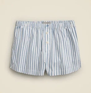 Nwt J. Crew Womens Cotton Poplin Boxer Short in Stripe XS Blue White - Picture 1 of 5