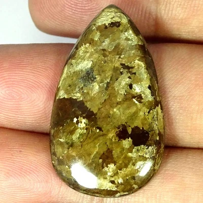 34,10 quilates. Piedra preciosa cabujón pera jade marrón 100 % natural 21X35X5 mm Foto 1 de 4