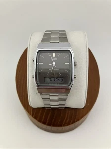 Vtg Citizen Men 32mm Analog Digital Watch Silver Tone Black Dial 7" - RUNS - Picture 1 of 19