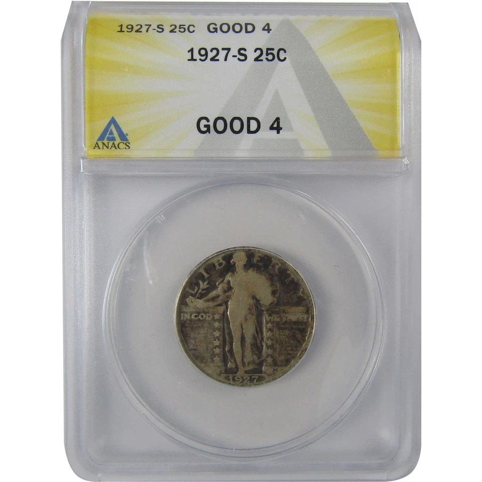 1927 S Standing Liberty Quarter G 4 ANACS Silver 25c Coin SKU:CPC1152 - Image 1 of 4