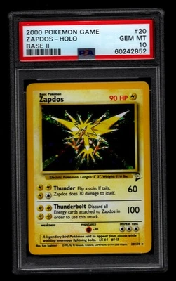 PSA 10 GEM MINT Pokemon Zapdos 20/130 Holo Base Set 2 - Image 1 of 2