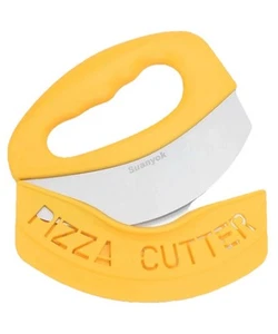 Mezzaluna Picadora Acero Inoxidable Cortador de Pizza Balancín con Cubierta de Seguridad NUEVO - Imagen 1 de 14