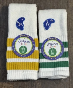2 Pairs Jefferies Socks Stripe Knee High Tube Socks Kids Small 9-1 Shoe Size USA - Picture 1 of 4