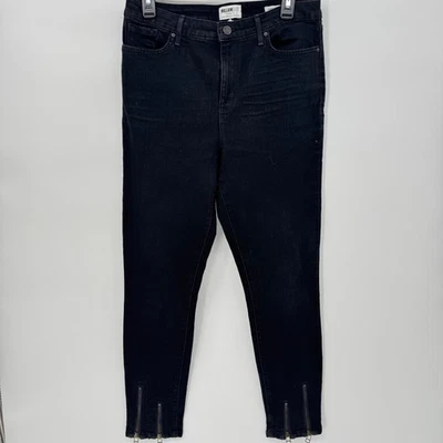 Pantalones de mezclilla William Rast tiro alto tobillo negro lavado cremallera dobladillo para mujer talla 30 Foto 1 de 4