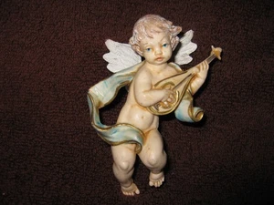 CHERUB PLAYING MANDOLIN,  DEPOSE ITALY, ORNAMENT OR WALL HANGER  #65 FONTANINI?? - Picture 1 of 8