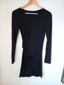 Zara Draped Jersey Fitted Bodycon Mini Dress S Small Grey Marl - Picture 1 of 7