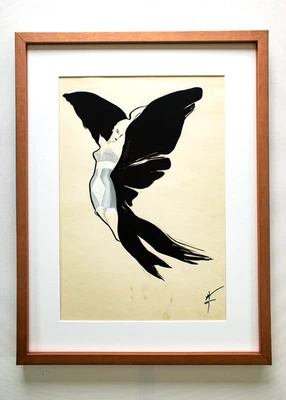 René Gruau Original Mixto Media Moda Ilustración (36×50 cm) – Firmado Foto 1 de 4