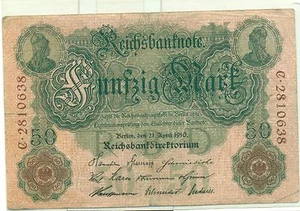 OLD GERMAN REICHSBANKNOTE 50 MARK 1910 - Imagen 1 de 1
