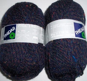 PHILDAR TWEED 2 X50 (100)GRAMS NAVY BACKGROUND - Picture 1 of 1