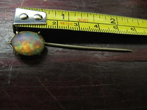 ANTIQUE PIN BROOCH w/ OPALESCENT STONE / GEM? HAND MADE - Picture 1 of 6