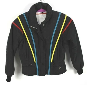 Obermeyer Damen große Skijacke Vintage Thinsulate schwarz rot gelb blau Mantel - Bild 1 von 10