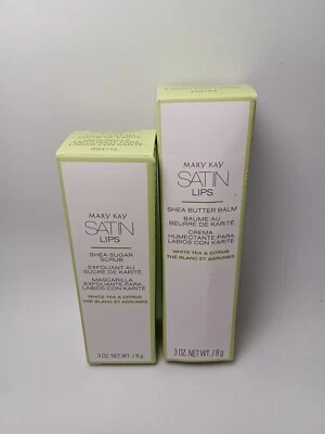 Juego de labios satinados y té blanco Mary Kay ~ Nuevo en caja ~ Bálsamo de manteca de karité ~ Exfoliante de azúcar de karité Foto 1 de 4