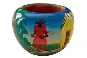 Jarrón cuenco arte popular tallado MCM PINTADO A MANO MEDIADOS DE SIGLO VINTAGE 2,5”x2,5” - Imagen 1 de 6