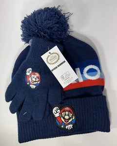 Nintendo Super Mario Winter Beanie Hat and Kids Gloves Set, Little Boys Ages 4-7 - Picture 1 of 5